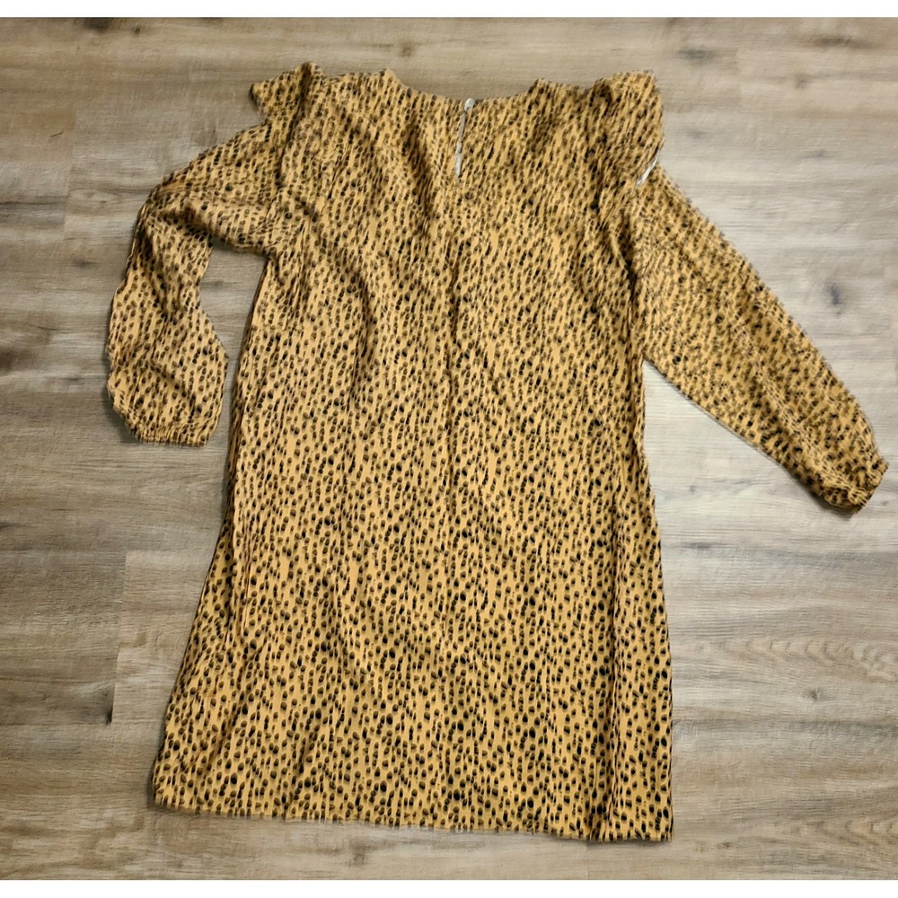 Michelle McDowell size S Animal print Ruffle Shift Dress Long sleeve - Picture 5 of 6